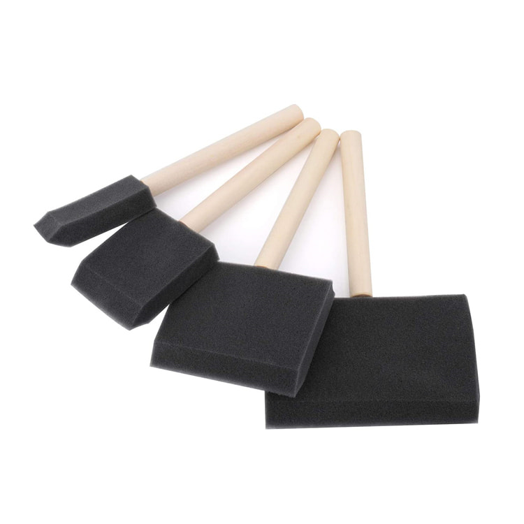 Brosse de peinture Eva bricolage manche en bois/plastique brosse en mousse haute densité pinceau éponge appliquer à toutes les peintures vernis