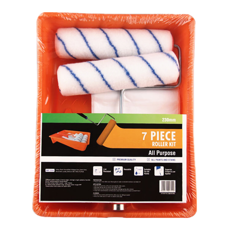 Kit d'outils de peinture bricolage avec bac à peinture en plastique brosse de décoration murale ensemble de rouleaux non pelucheux