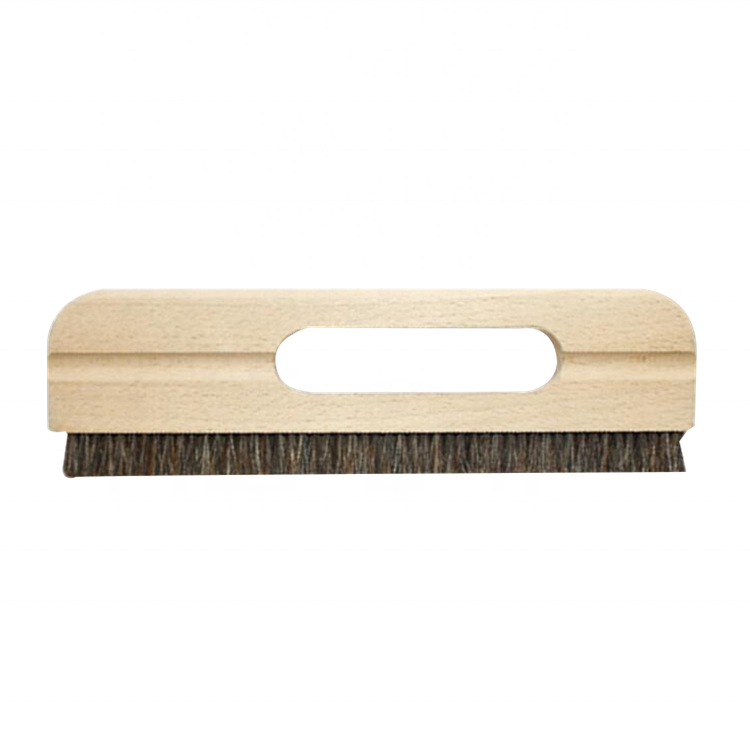 Brosse de lissage pour papier peint avec manche en bois et fonction de nettoyage avec poils de cheval purs