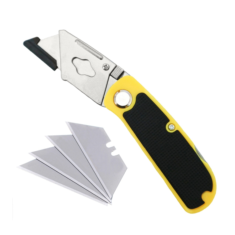 Couteau utilitaire pliable avec poignée antidérapante en acier inoxydable T-blade Cutter Art Supplies Soft Rubber Plastic Steel Handle