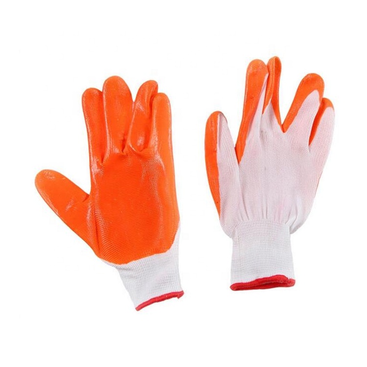 Prix ​​bon marché Gants en nitrile de sécurité de calibre 13 Gants de protection anti-dérapants Constructeurs Gants de travail réutilisables 10 pouces