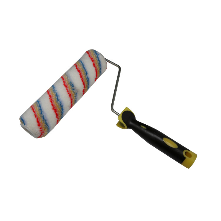 Brosse à outils pour peintres, rouleau acrylique de 9 pouces, rouleau de peinture robuste, rayures de couleur avec poignée en TPR souple